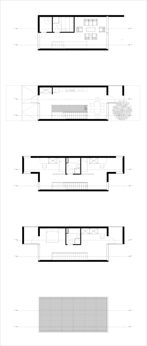 Plusenergie-Holzbau-Reihenhaus Fliegersiedlung Tempelhof Grundrisse