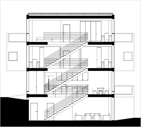 Plusenergie-Holzbau-Reihenhaus Fliegersiedlung Tempelhof Schnitt